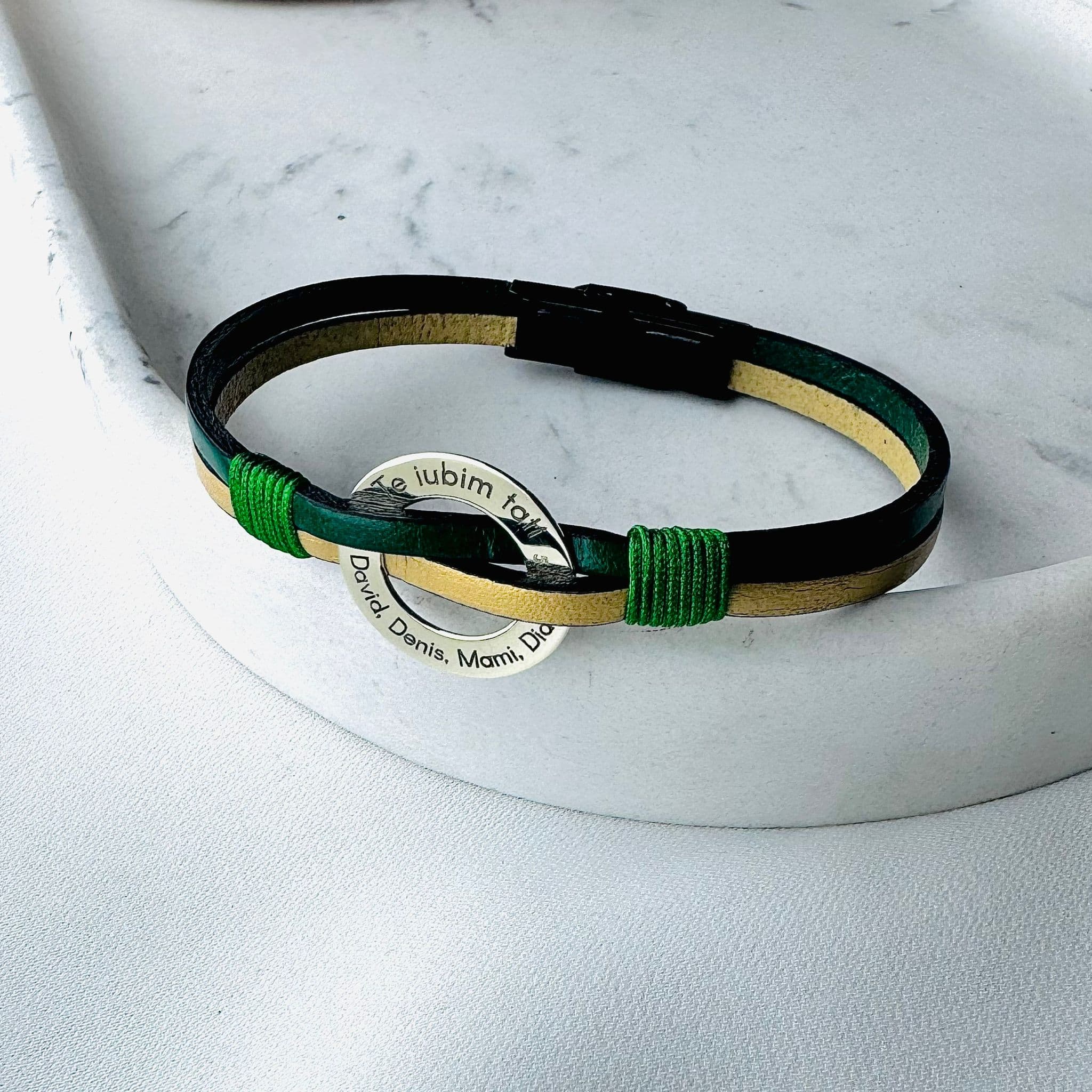 Bratara-bicolora-fixa-si-Disc-Aur-14k